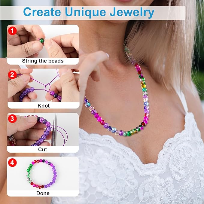 XSEINO About 1200pcs 6mm Cracked Glass Beads Bracelet Making Kit,24 Style Crack Mystic Green Series Colorful Crystal Beads for Jewelry Bracelet Making,DIY Crafts,Friendship Bracelets