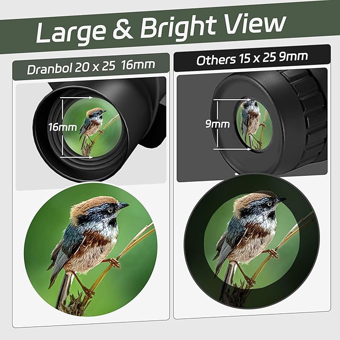 20X25 Small Binoculars for Adults and Kids, Large Eyepiece Binoculars for Bird Watching Easy Focus, Pocket High Powered Opera Glasses for Concert, Cruise Ship, Travel Must Have