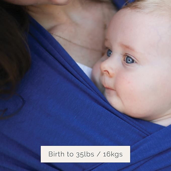 Boba Baby Wrap Carrier – Original Baby Sling Carrier for Newborns (7–35 lbs), Soft, Secure, Hands-Free & Ergonomic, Ideal for Comfortable Bonding, New Parents (Serenity Dark Blue)