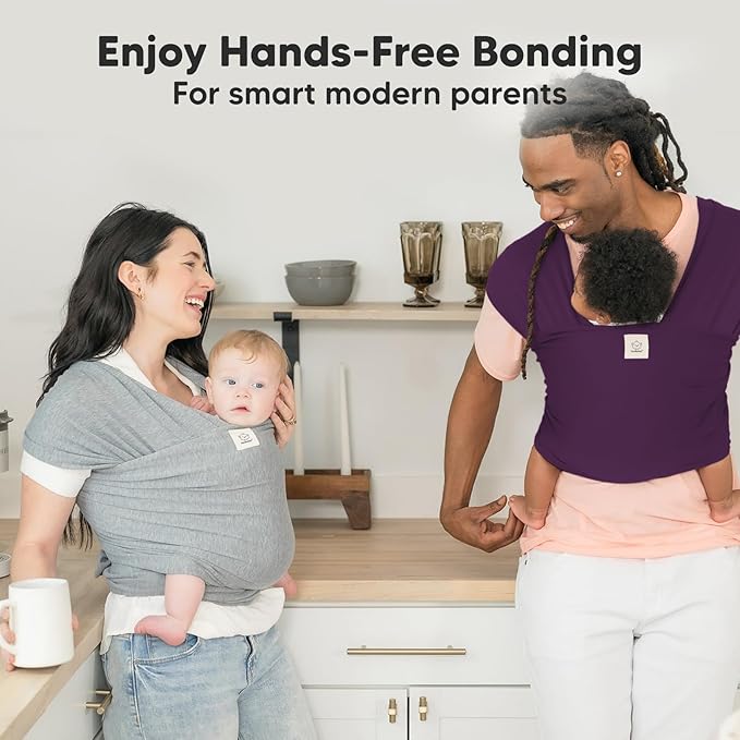 KeaBabies Baby Wrap Carrier - All in 1 Original Baby Carrier Newborn to Toddler Sling, Easy to Wear, Hands Free Bonding, Lightweight, Breathable Infant Wraps (Royal Purple)