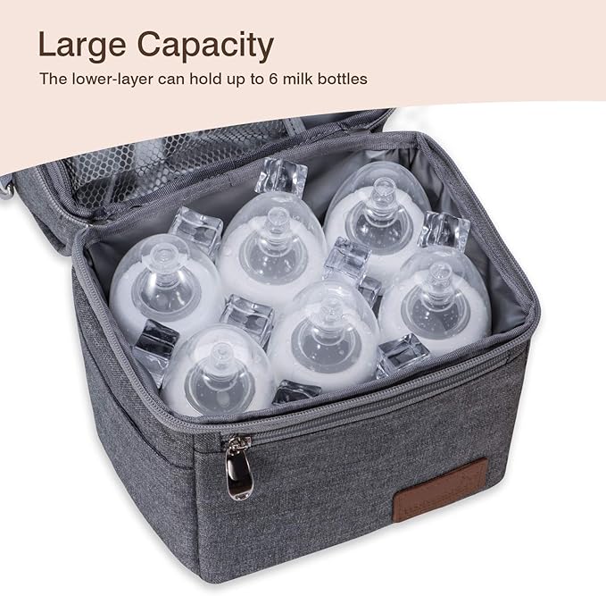 Momcozy Insulated Baby Bottle Bag, Multi-Function Breastmilk Cooler Bag, Fit as Wine Carrier or for Milk Bottles Like Dr. Brown, Comotomo, Philips, Nuk, Lansinoh, etc.