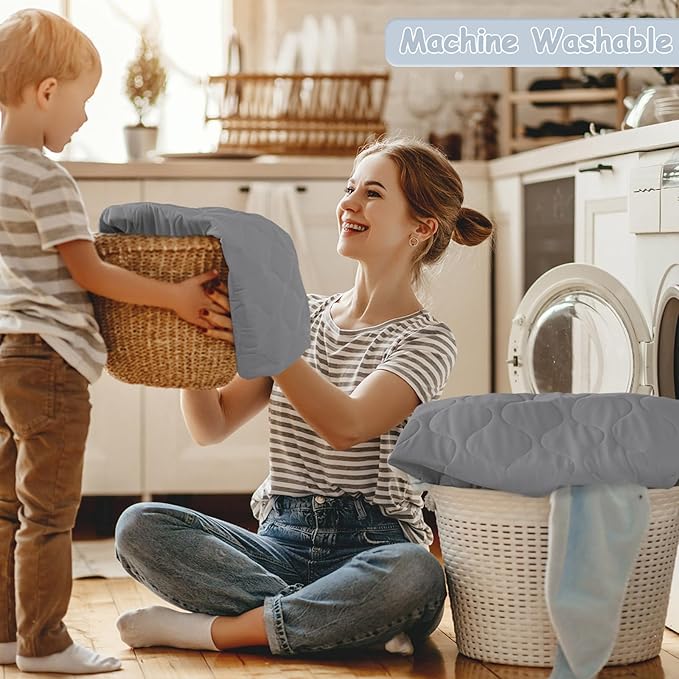 Yoofoss Waterproof Mini Crib Mattress Protector, Quilted Baby Mattress Pad Cover Soft and Breathable, Machine Washable Portable Mattress Protector for Standard Mini Crib Size 38"X24" - Dark Grey