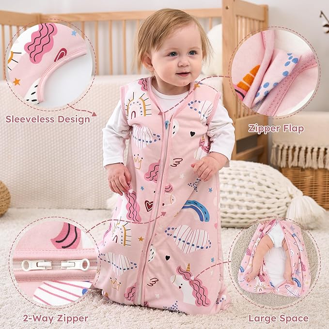 Yoofoss Baby Sleep Sack 18-24 Months, 1.5 Tog Baby Wearable Blanket with 2-Way Zipper, 100% Cotton Organic Fabric Winter Infant Sleeping Sack, Warm Soft Comfy