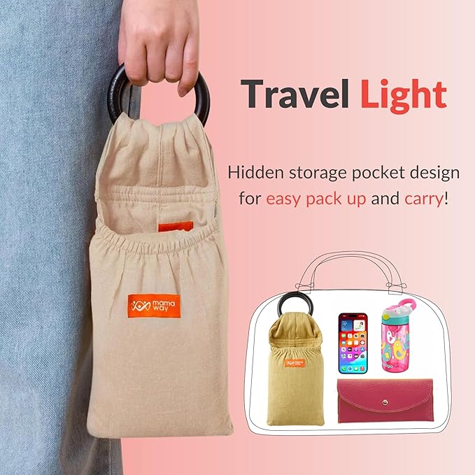 Mamaway Baby Ring Sling - Newborn Sling (Supports up to 165lbs), IHDI Certified, Rayon & Linen Made, Soft & Breathable, Nylon 66 Safety Rings, Storage Pocket Design, Navy