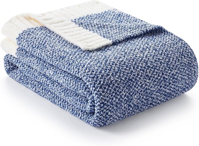 Snuggle Sac Oversized Blue Reversible Super Soft Blanket Twin XL Size for Bed and Sofa, Heather Blue, 66x90 inches