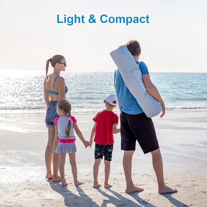 WolfWise 3-4 Person Easy Up Beach Tent UPF 50+ Portable Instant Sun Shelter Canopy Umbrella with Extended Zippered Porch, Mint Green