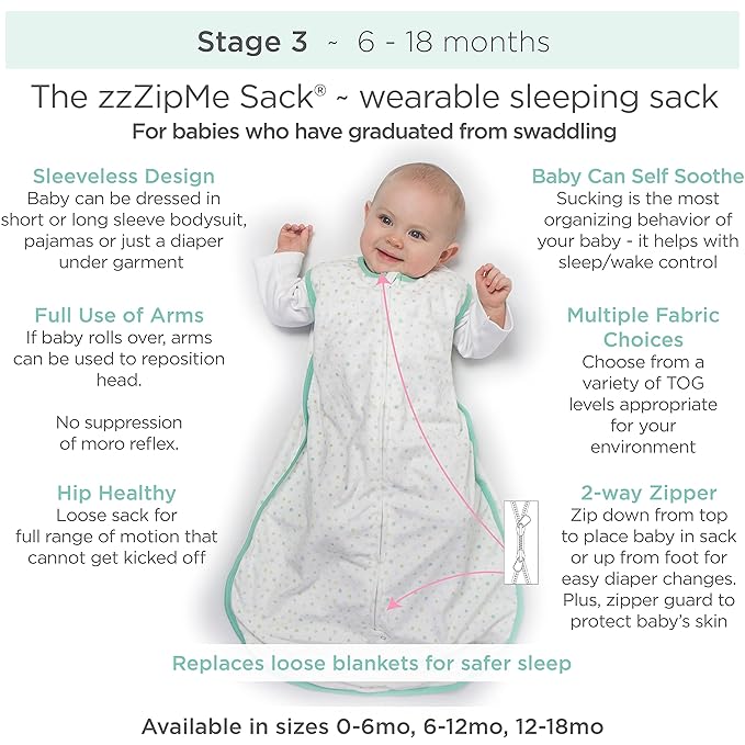 Amazing Baby Cotton Muslin Sleeping Sack, For Baby Boy or Girl, Wearable Blanket with 2-way Zipper, Outdoor Adventure, Denim, Small (0-6 Month)