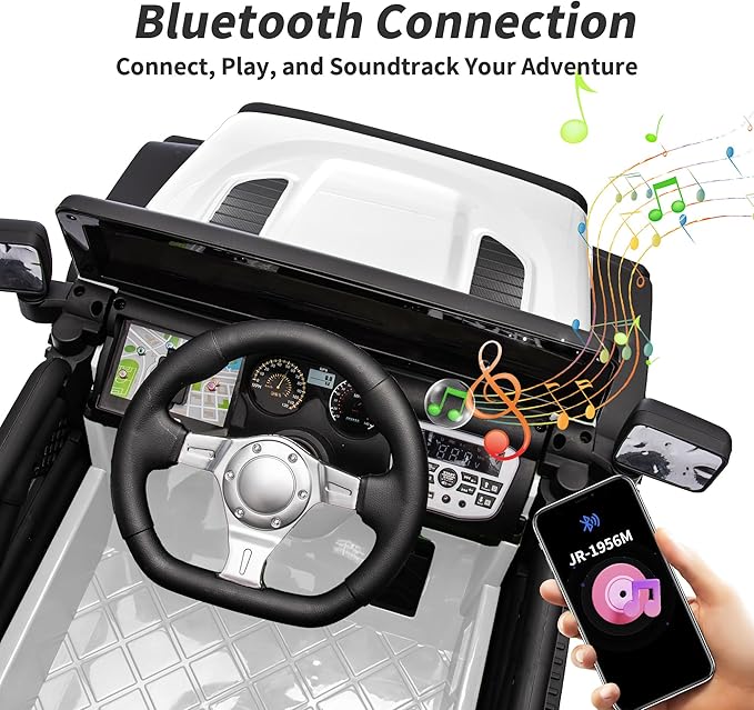 4WD Kids Ride on Car Truck, 12V 7Ah Kids Electric Vehicles Car Ride on Toy for Toddlers 3-5 with Remote Control - White