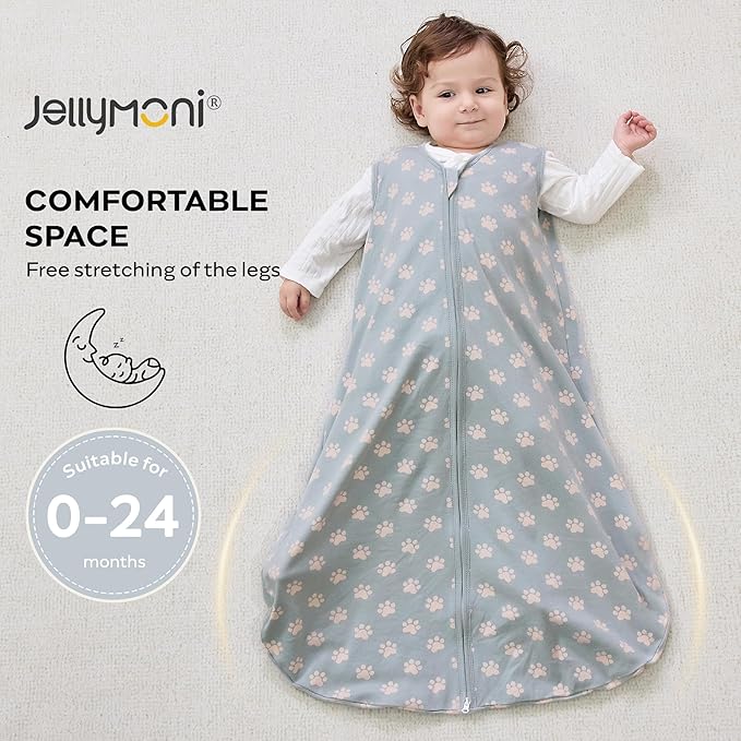 JELLYMONI Baby Sleep Sack 0-6 Months Wearable Blanket for Baby, 100% Cotton 2 Pack Infant Toddler Sleeping Sack Lightweight Soft 2-Way Zipper Sleepsack