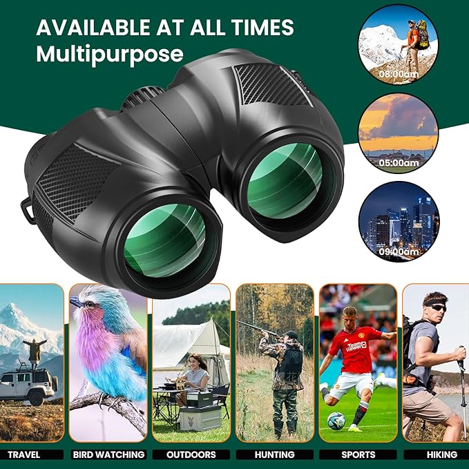 12x30 Compact Binoculars for Adults and Kids, High Power Lightweight Small Binoculars with Phone Adapter for Cruise Ship Hiking Bird Watching Sports Safari Viewing Football Sports Concert