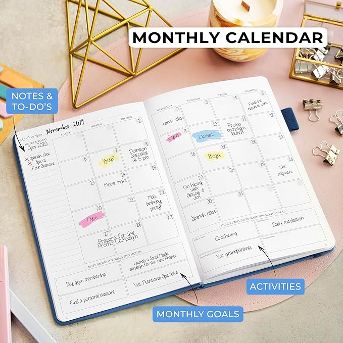 Legend Planner Daily for 3 Months – Undated Monthly Weekly & Daily Planner to Hit Goals. Organizer & Productivity Journal, A5 (Mystic Blue)