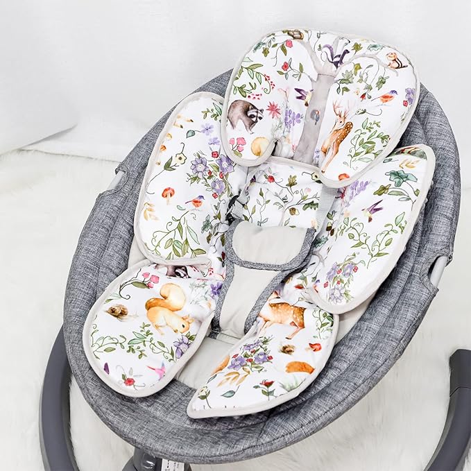 2 in 1 Infant Car Seat Insert, Car Seat Head Support Baby Girls Boys, Soft Newborn Carseat Insert Cushion, Perfect for Carseats, Strollers, Swings (Gray Animals)