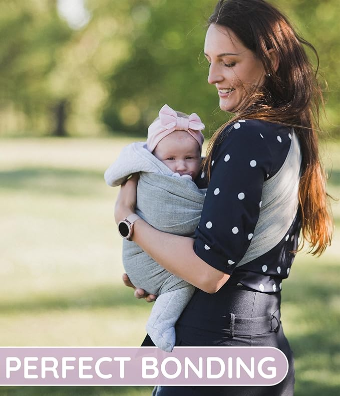 Baby Sling Carrier – Breathable 100% Cotton Wrap for Infant Support, Ring Sling Baby Carrier – Adjustable Muslin Fabric, Baby Carrier Newborn to Toddler – Soft Chest Hold for Travel Dark Grey