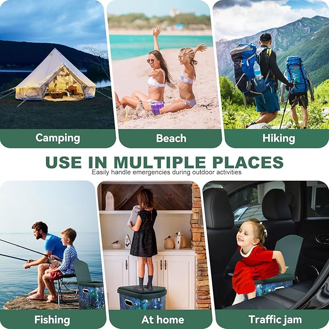 Upgrade XL Portable Toilet for Adults, Extra Large Portable Travel Floding Toilet, Camping Tall Toilets with Lid for Adults and Kids Compact Potty for Car,Hiking,Beach and Camping