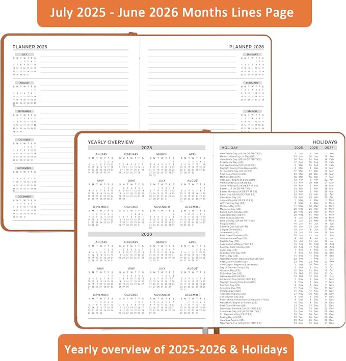 2025-2026 Appointment Book & Planner - Jul 2025 - Jun 2026, Daily Hourly Planner, 5.75" X 8.25", 60-Minute Interval, Faux Soft Leather Cover, Premium Paper, Academic Calendar with Pen Loop, Inner Pocket