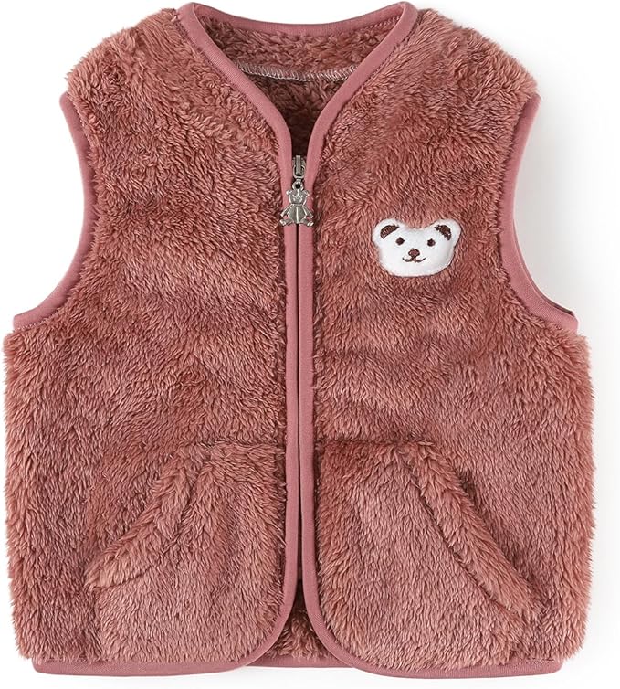 Baby Boys Girls Fleece Vest Zip Up Cute Bear Jackets Fuzzy Fall Winter Warm Clothes Newborn Outwear for Toddler Infant