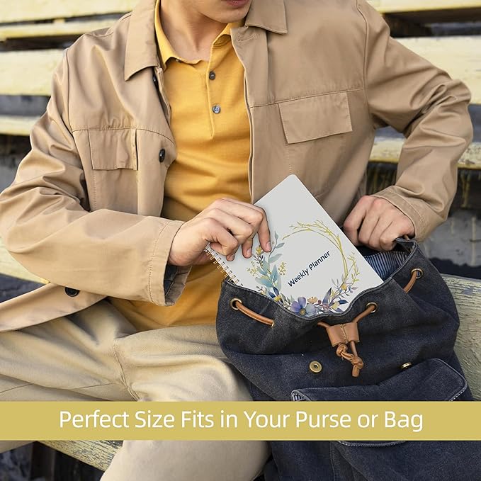 Undated Weekly Planner, Weekly To Do List Notebook with Goal & Habit Tracker Organizer, A5 5.8" x 8.0" Weekly Planner Notebook with Spiral Binding for Men or Women