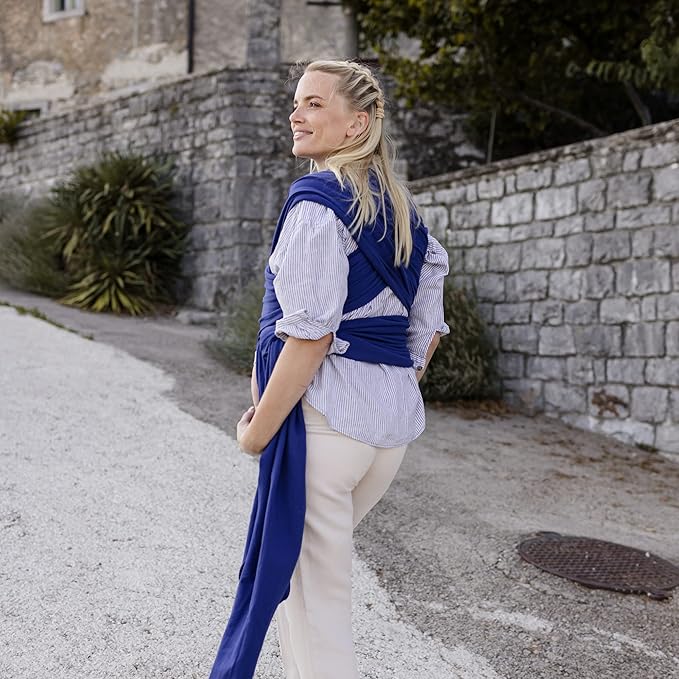 Boba Baby Wrap Carrier – Original Baby Sling Carrier for Newborns (7–35 lbs), Soft, Secure, Hands-Free & Ergonomic, Ideal for Comfortable Bonding, New Parents (Serenity Dark Blue)