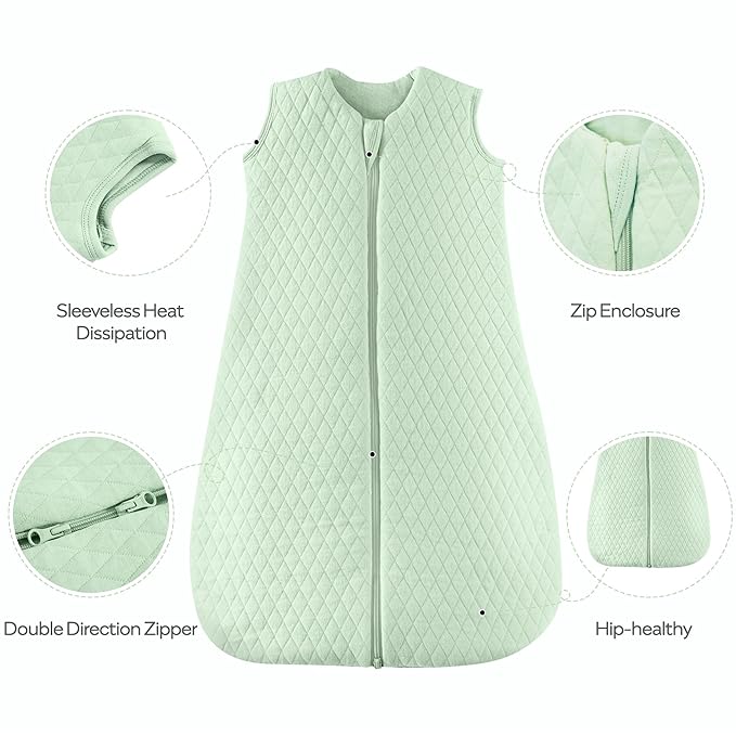JELLYMONI Baby Sleep Sack TOG 2.5, 18-24 Months Winter Baby Wearable Blanket, 100% Cotton Infant Sleeping Sack 2-Way Zipper Warm Quilted Sleepsack