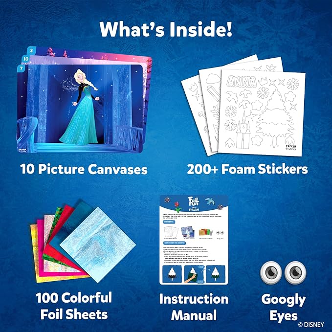 Skillmatics Foil Fun - Disney Frozen, Mess-Free Art for Kids, Craft Kits & Supplies, DIY Creative Activity, Travel Toys, Gifts for Fans of Elsa, Anna, Olaff, Girls, Boys, Ages 4, 5, 6, 7, 8, 9