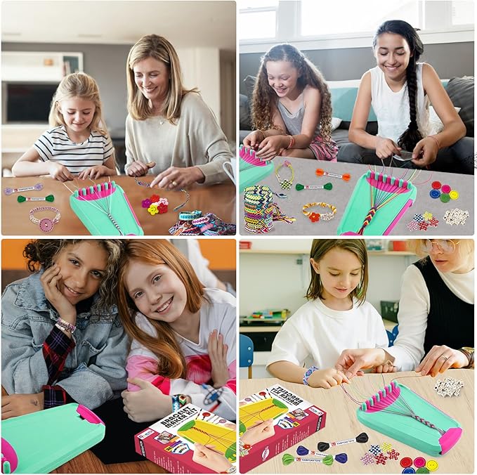 Arts and Crafts for Kids Ages 8-12,Friendship Bracelet Making Kit for Girl,Kids Jewelry Making Kit with 28 Pre-Cut Threads,Christmas Birthday Gifts for Ages 6 7 8 9 10 11 12 Year Old Green Rose