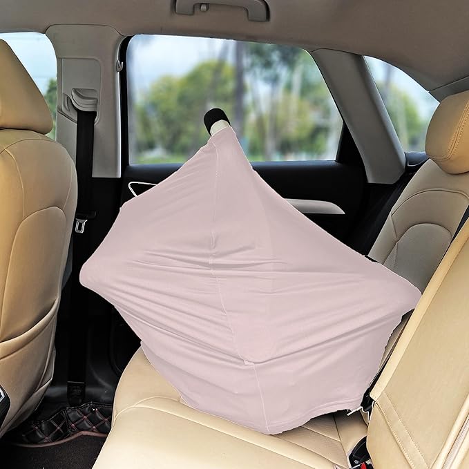 Breathable Car Seat Cover for Babies – Multi-Purpose Soft Rayon Nursing Cover for Breastfeeding, High Stretchy Infant Carseat Canopy, Stroller Cover (Smooth Rayon, Warm Natural)