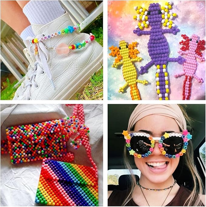 6500Pcs Pony Beads for Bracelets Making, Multi-Colored Rainbow Plastic Hair Large Beads for Hair Braids, 27 Colors Kandi Friendship Bracelet Bead Jewelry Making Kits for Craft