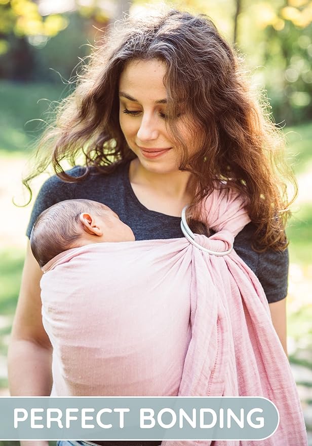 Baby Carrier Sling – Breathable 100% Cotton Wrap for Infant Support, Rose Sling Ring – Adjustable Muslin Fabric, Baby Carrier Newborn to Toddler – Soft Chest Hold for Travel