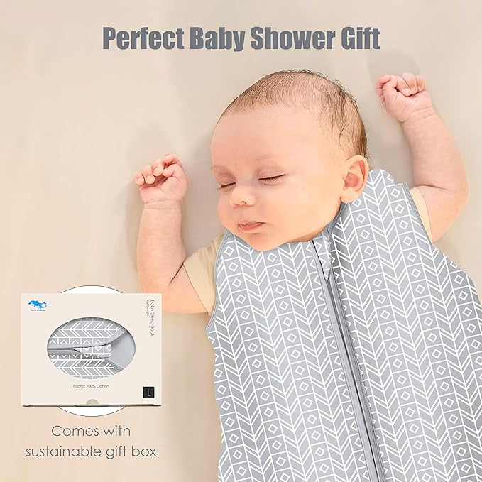 SWEET DOLPHIN Baby Sleep Sack 12-18 Months - 100% Cotton 2-Way Zipper TOG 0.5 Infant Wearable Blanket, Newborn Essentials Toddler 3 Pack Sleeping Sacks - Grey
