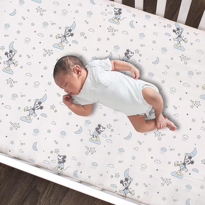 Lambs & Ivy Disney Baby Moonlight Mickey Mouse 3-Piece Nursery Crib Bedding Set
