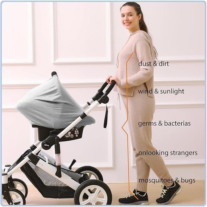 Car Seat Covers Baby - Multi-use Cover Carseat Canopy, Breathable Breastfeeding Cover, Car Seat Covers for Bbies, Boys & Girls Shower Gifts (Knit Grey)