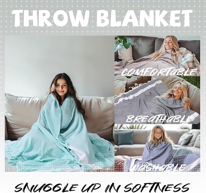 Lightweight Woven Throw Blanket Large Soft Camping Gear Roadtrip Essentials Headrest Car Trailer Accessories Road Trip Necessities Rv Must Haves Camper Stuff Hiking Item Backpacking Gadget Gift Yellow