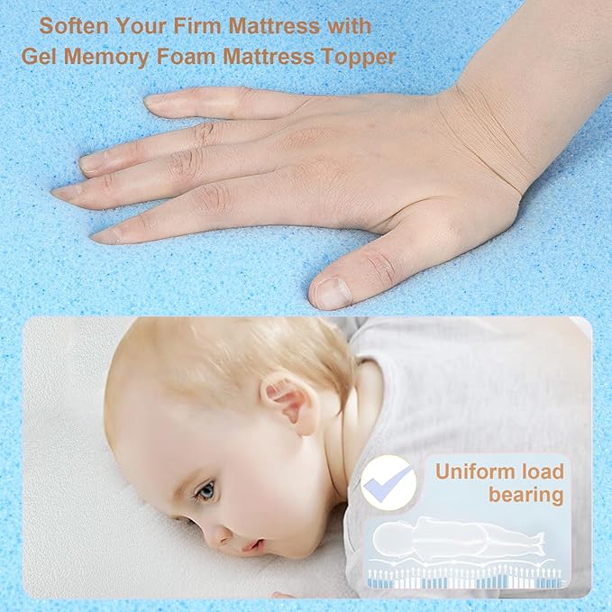 NeoBorn Baby Bassinet Mattress Pad, 33" x 19" Dual Sided Comfort Gel Memory Foam Mattress with Removable Breathable Soft Tencel Cover Fit for Jimglo/ANGELBLISS 3 in 1/BabyBond/Cowiewie Baby Bassinet