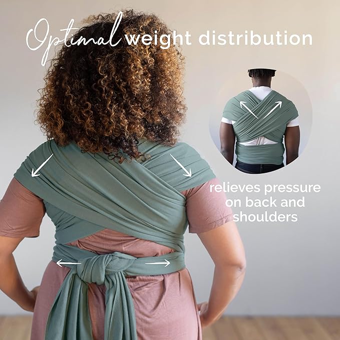 Boba Baby Wrap Carrier – Original Baby Sling Carrier for Newborns (7–35 lbs), Soft, Secure, Hands-Free & Ergonomic, Ideal for Comfortable Bonding, New Parents (Sage Green)