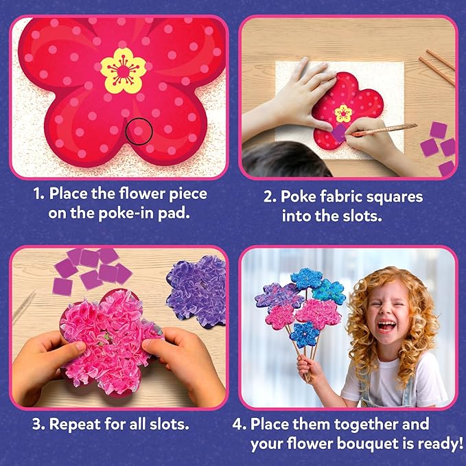 Skillmatics Poke-in Art - Flower Bouquet, Mess-Free Creative Activity, DIY Wood Craft Kits, Gifts for Girls & Boys Ages 4, 5, 6, 7, 8, 9