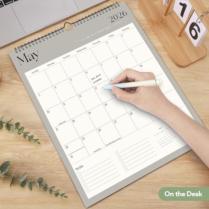 Wall Calendar 2026-2027, 18 Month Calendar from January 2026 to June 2027 14.5" x 11.8" Large Desk Calendar with Twin-Wire Binding for Home Office Planning Personal Organisers, Simple Style