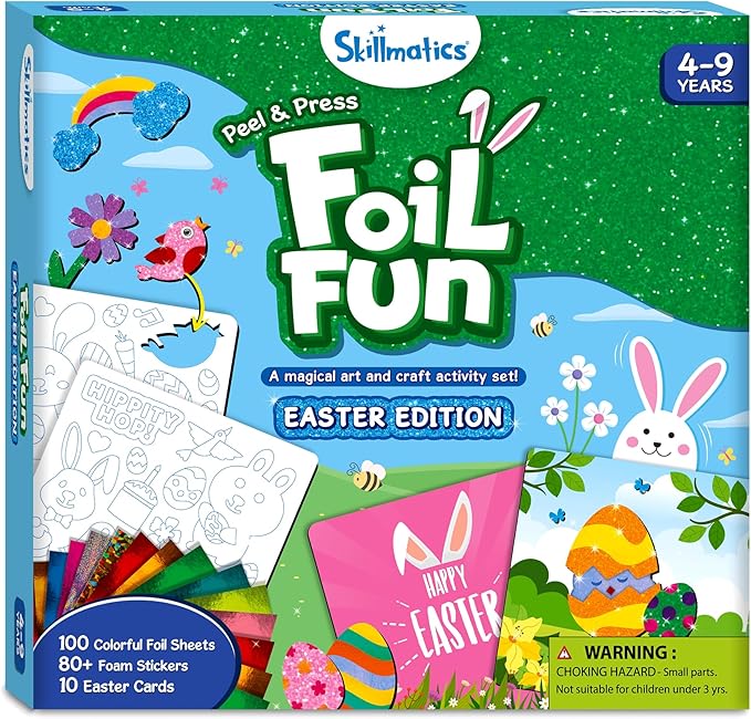 Skillmatics Foil Fun - Easter Cards, No Mess Art for Kids, Easter Basket Stuffers, Craft Kits, DIY Creative Party Activity, Gifts for Girls & Boys Ages 4, 5, 6, 7, 8, 9