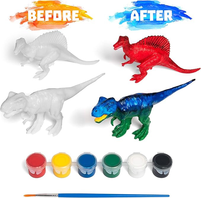 STEM.org Dinosaur Painting Kit for Kids with Dino Trivia-Dinosaur Crafts for Kids Ages 3-5 + w/ 2 T-Rex Set - Screen Free, Educational Gifts for Boys