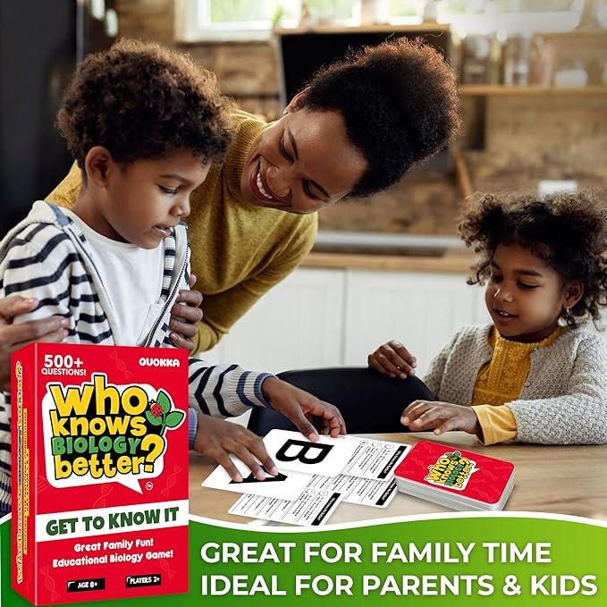 Board Games for Kids 8-12 and Family - Educational Trivia Card Game for Kids Age 8+ - Who Knows Biology Better? - 500+ Questions for Fun Learning and Family Game Night - Science Trivia for Children