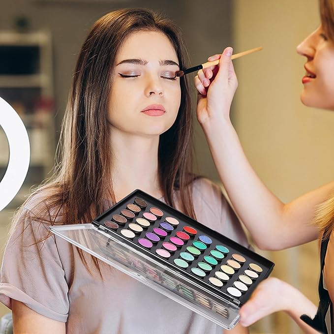 2PCS 9.25"x6.6" Large Empty Magnetic Makeup Palettes, Not Included Metal Sticker/Pans, XL Eyeshadow Pan Dispensing Storage Boxes, Compact & Portable Blush Lipstick Powder Palettes for DIY Cosmetics