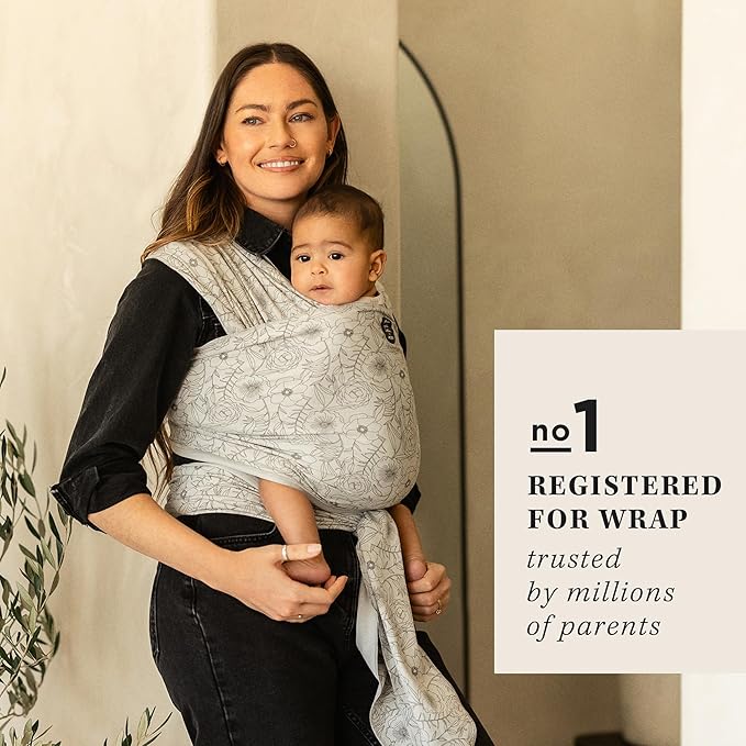 Moby Baby Wrap Carrier Classic by Petunia Pickle Bottom for Newborns to Toddlers (8-33lbs), Infant Sling Carrier, Lightweight & Hands Free Design, Adjustable for All Body Types (Seaside Poppies)