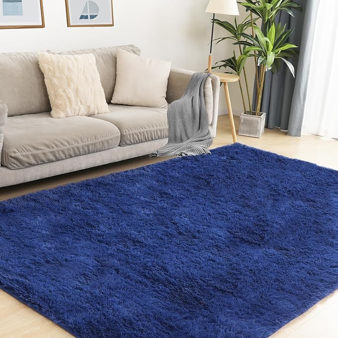 3x5 Blue Rug, Area Rugs for Living Room, Soft Plush Area Rugs for Bedroom, Non-Slip Indoor Carpet for Nursery, Study Room, Playroom, Home Decor