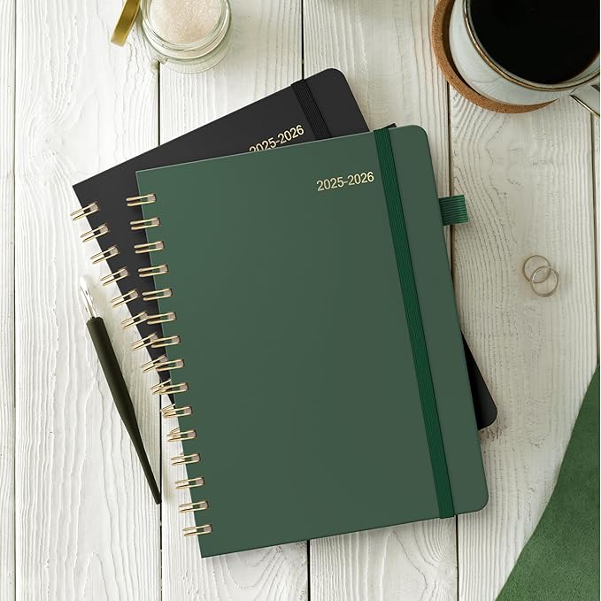 Planner 2025-2026 Weekly and Monthly, July 2025 - June 2026, Hardcover Spiral Bound with Tabs, Inner Pocket, A5 (6.3"x8.5") - Ideal for Teachers, Students & Professionals, Green
