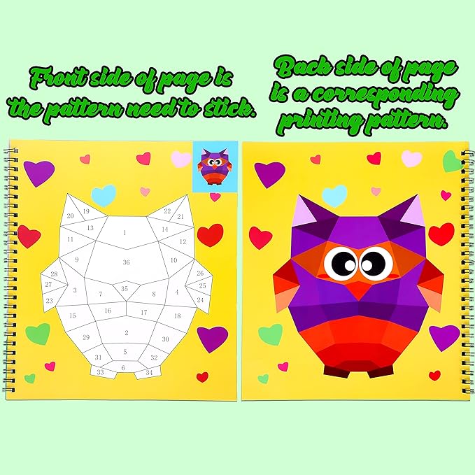 4PCS Crafts for Kids Ages 4-8 Sticker Books - Includes Dinosaur Llama Turtle and More Animal Designs Gift Party Create 40 Pictures