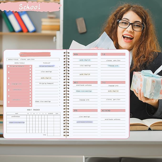 Weekly Planner Undated Planner Book with To-Do List,Weely Goals,Habit Tracker, 5.7"X 8" Inch for 52 Weeks Planning Pink for Women