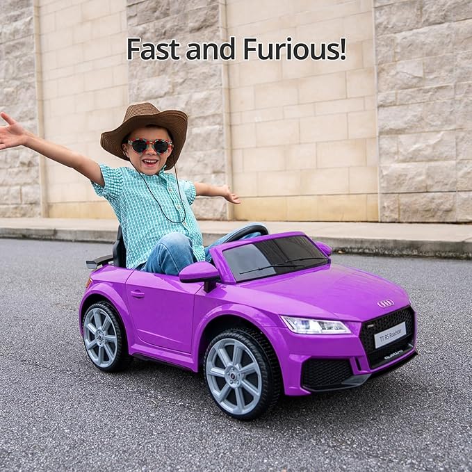 Electric Car for Kids, Licensed Audi 6V Kids Ride on Car Toy for Toddlers with Remote, Bluetooth - Purple