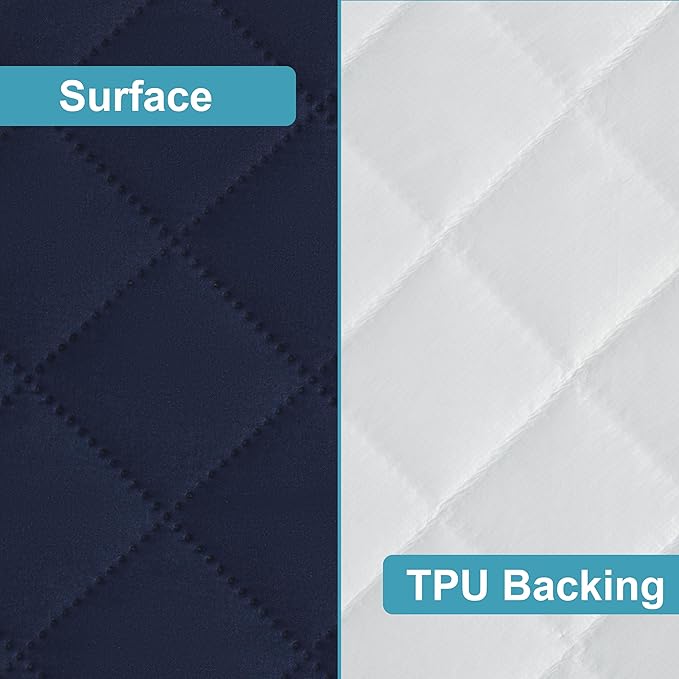 NTBAY 2 Pack Waterproof Mini Crib Mattress Protector, Quilted 24"x38" Fitted Mattress Cover - Machine Washable - Soft and Breathable Baby Mattress Pad Sheet for Mini Crib and Baby Playards, Navy Blue