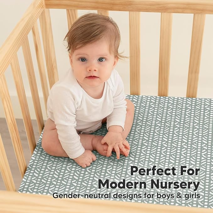 KeaBabies 2-Pack Muslin Crib Sheets for Boys, Girls - 100% Organic Cotton Fitted Baby Crib Mattress Sheet, Soft Breathable Standard Toddler Bed Cover Bedding Set, Neutral, Durable 52x28 (Nordic)
