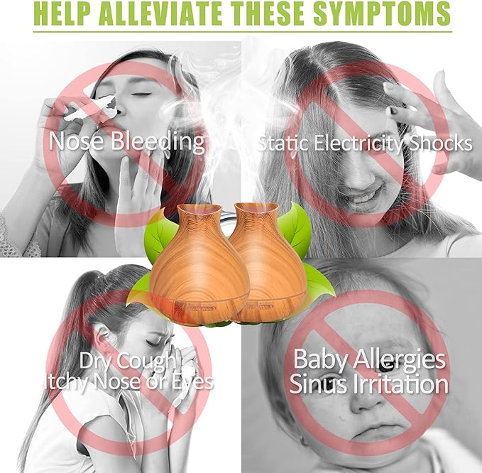 BZseed Aromatherapy Essential Oil Diffuser,2 PCS Humidifier with 550ml Lasting Mist Output Waterless Auto-Off Ultrasonic Diffusers 7 Color LED Lights Cool Mist Humidifier for Large Room, Home