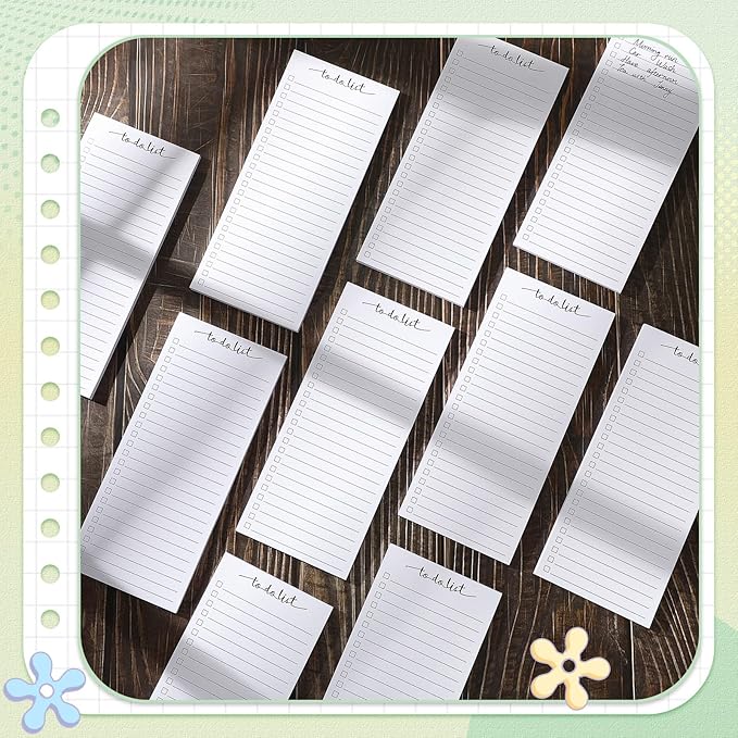 Censen 10 Pack 500 Sheets To Do List Notes Daily Checklist Notepads with 50 Sheets Each Undated Color Memo Pad Block Shopping List Pad Weekly Plan Notepad Organizer Planners(White,Lined)